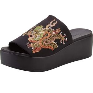Bebe black platform slide sandal